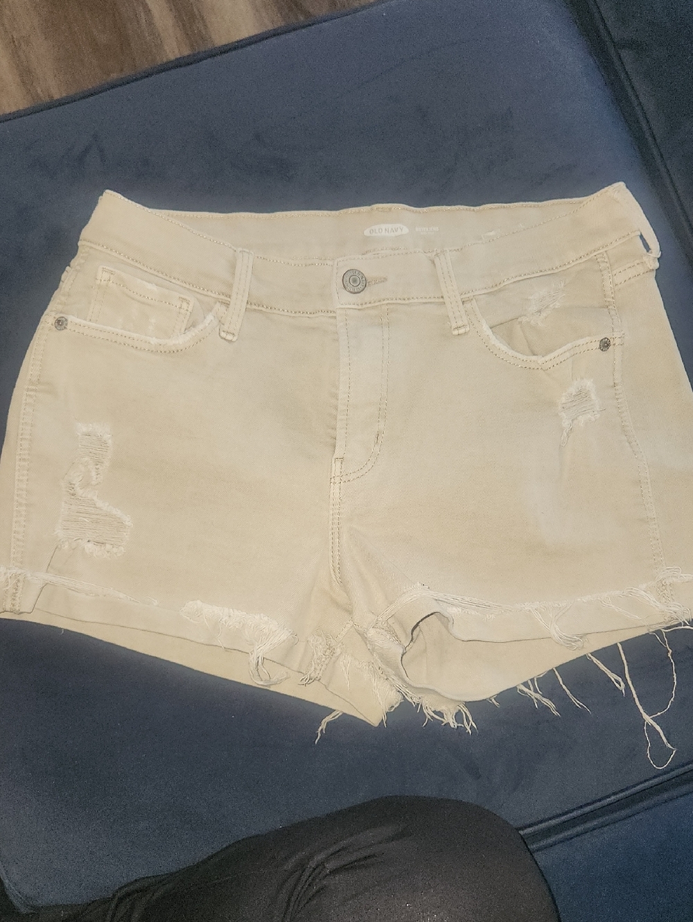 Old Navy Beige Distressed Denim Shorts